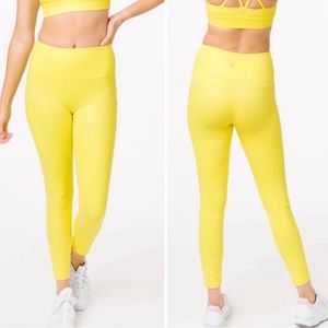 Zyia Active Neon Yellow Metallic Pocket Light n Tight Hi-Rise 7/8 24" 4